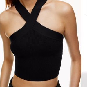 Babaton Black Cross-Strap Tank Top